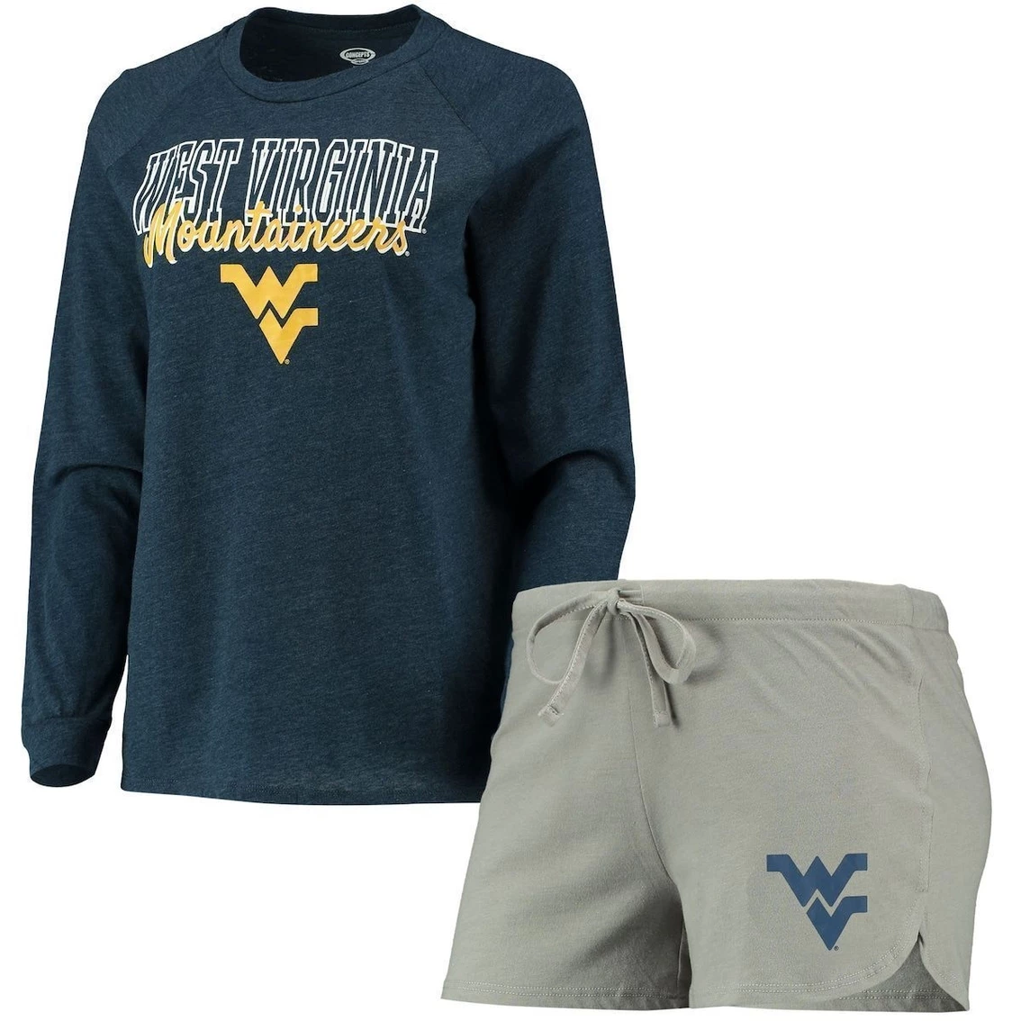 Outlet β Women's Concepts Sport Navy/Gray West Virginia Mountaineers Raglan Long Sleeve T-Shirt & Shorts Sleep Set π - Image 2