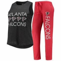 Hot Sale 🥰 Women's Concepts Sport Red/Black Atlanta Falcons Muscle Tank Top & Pants Sleep Set ⌛