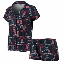 Top 10 💯 Women's Concepts Sport Navy Boston Red Sox Flagship Allover Print Top & Shorts Sleep Set 💯
