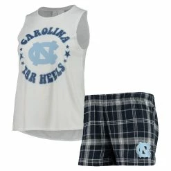 Deals β¨ Women's Concepts Sport Navy/White North Carolina Tar π Heels Ultimate Flannel Tank Top & Shorts Sleep Set β