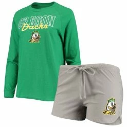 Buy π Women's Concepts Sport Green/Gray Oregon Ducks Raglan Long Sleeve T-Shirt & Shorts Sleep Set π₯