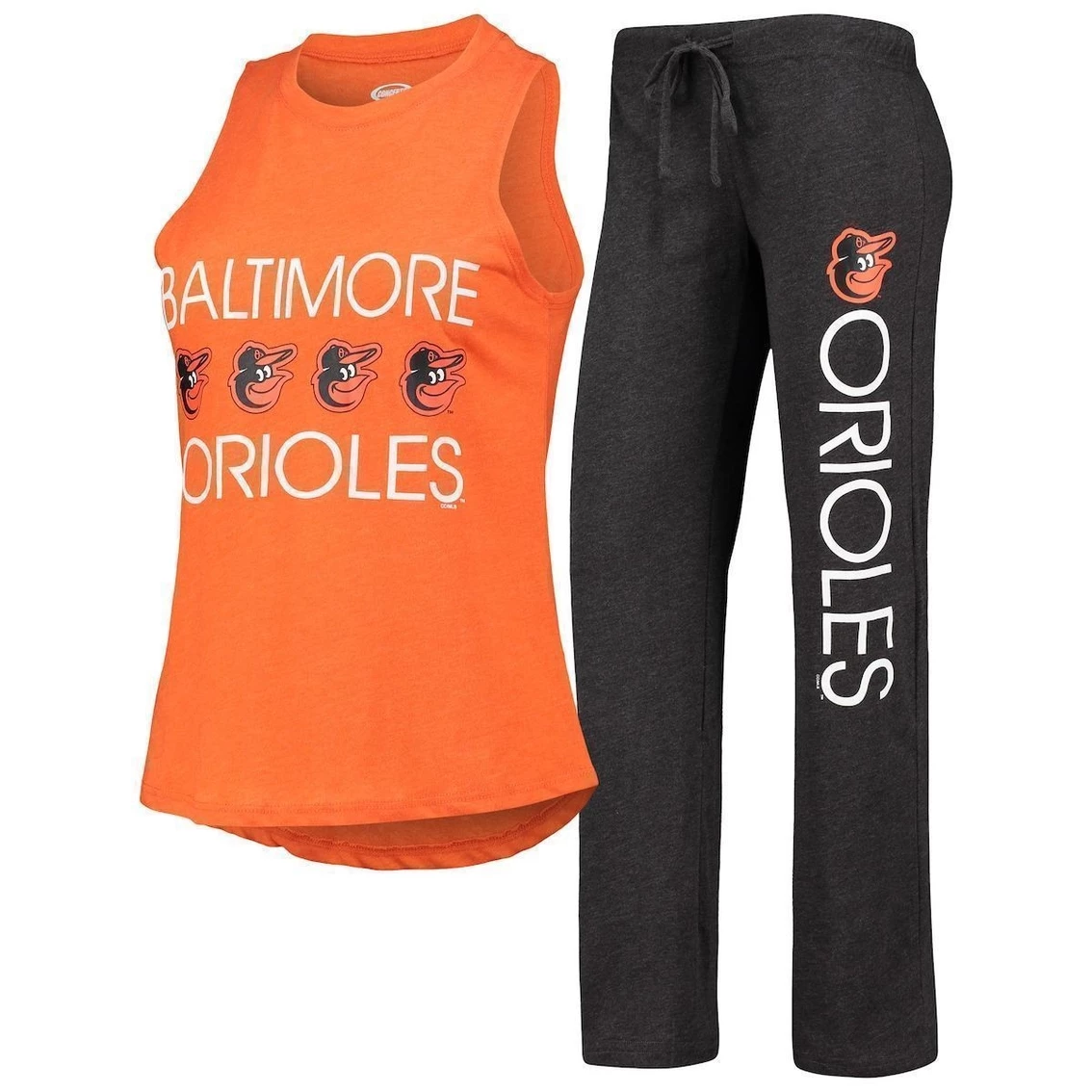 Outlet π₯ Women's Concepts Sport Black/Orange Baltimore Orioles Meter Muscle Tank Top & Pants Sleep Set 𧨠- Image 2