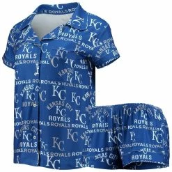 Coupon 💯 Women's Concepts Sport Royal Kansas City Royals Flagship Allover Print Top & Shorts Sleep Set ⭐