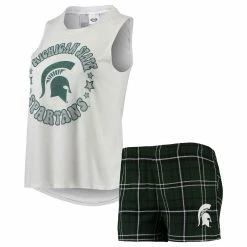 Buy π Women's Concepts Sport Green/White Michigan State Spartans Ultimate Flannel Tank Top & Shorts Sleep Set β€οΈ