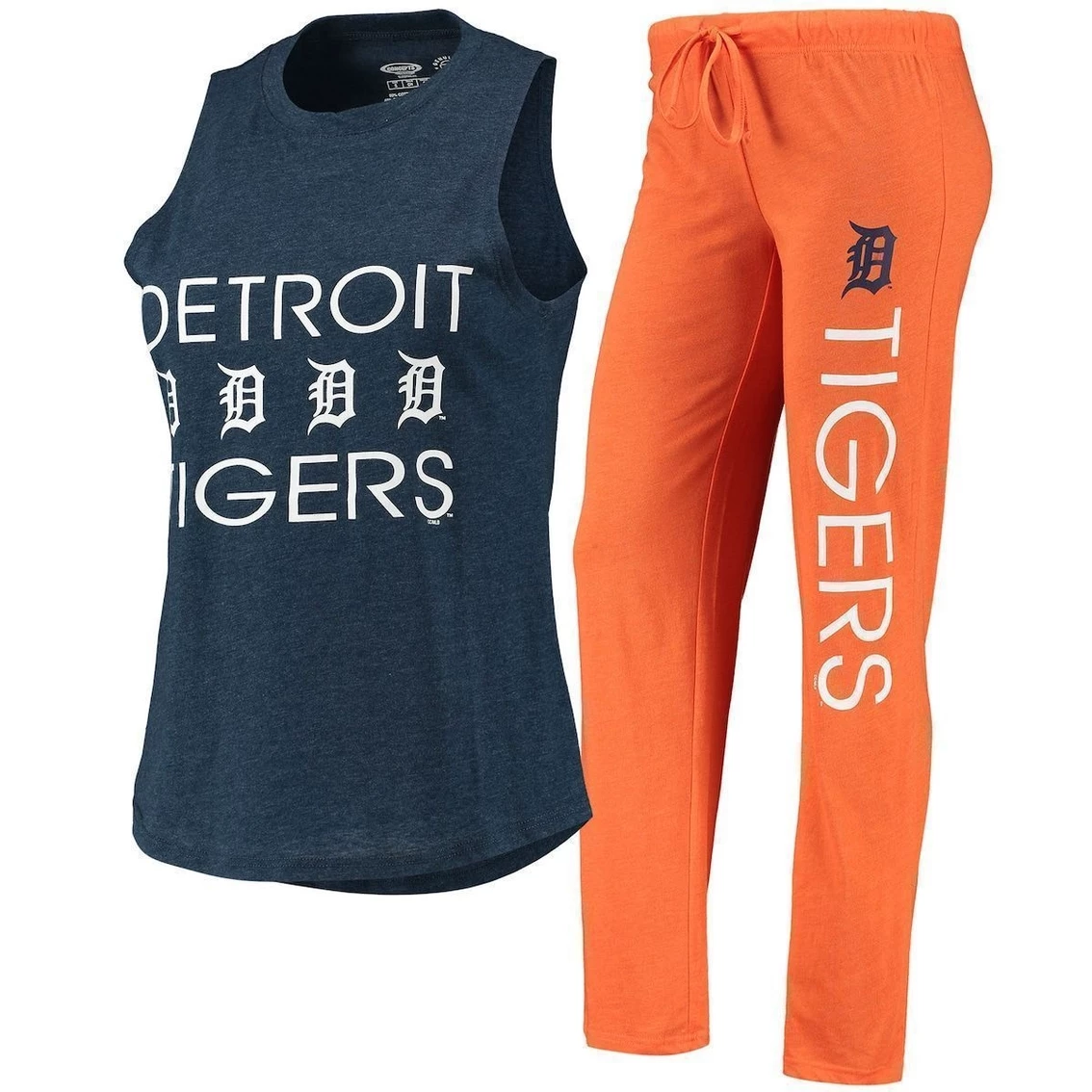 Deals π― Women's Concepts Sport Orange/Navy Detroit Tigers Meter Muscle Tank Top & Pants Sleep Set π - Image 2