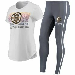 Cheapest 🎉 Women's Concepts Sport White/Charcoal Boston Bruins Sonata T-Shirt & Leggings Set 🧨