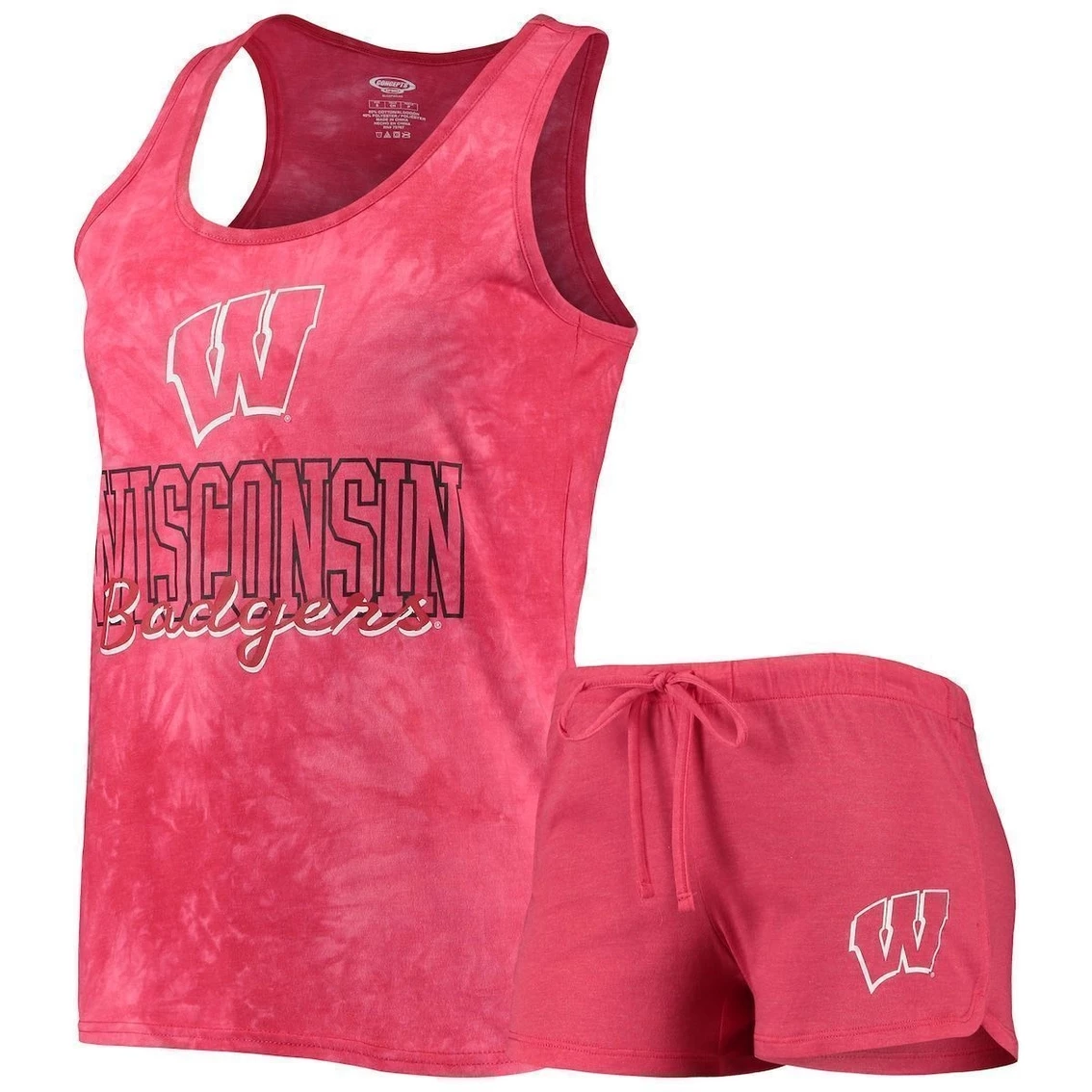 Budget 𧨠Women's Concepts Sport Red Wisconsin Badgers Billboard Tie-Dye Tank Top & Shorts Set π - Image 2