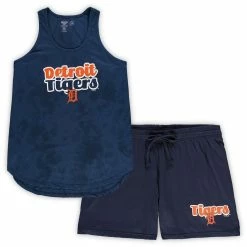 Buy π Women's Concepts Sport Navy Detroit Tigers Plus Size Cloud Tank Top & Shorts Sleep Set π
