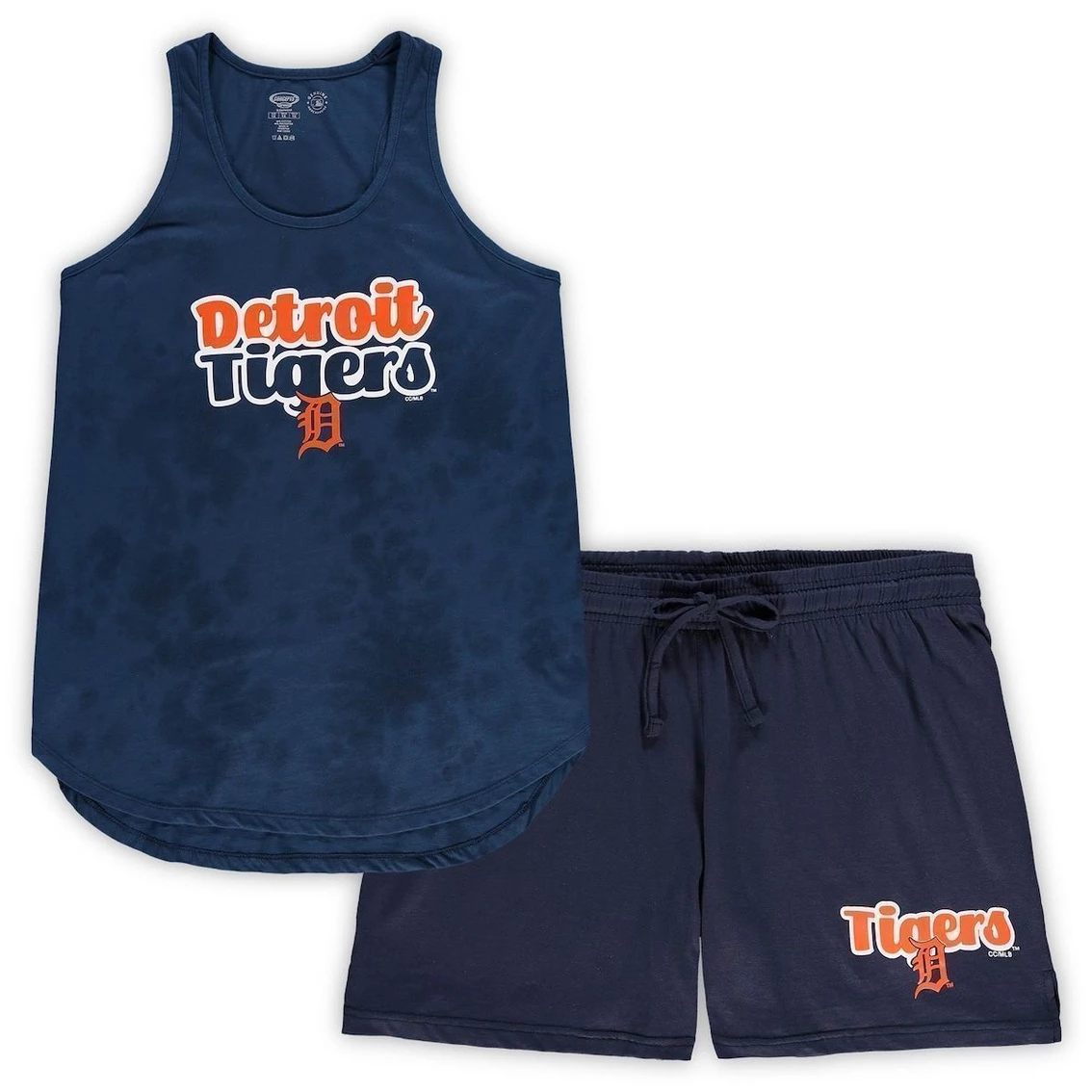 Buy π Women's Concepts Sport Navy Detroit Tigers Plus Size Cloud Tank Top & Shorts Sleep Set π