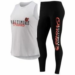 Coupon 😍 Women's Concepts Sport White/Black Baltimore Orioles Sonata Tank Top & Leggings Set 👍