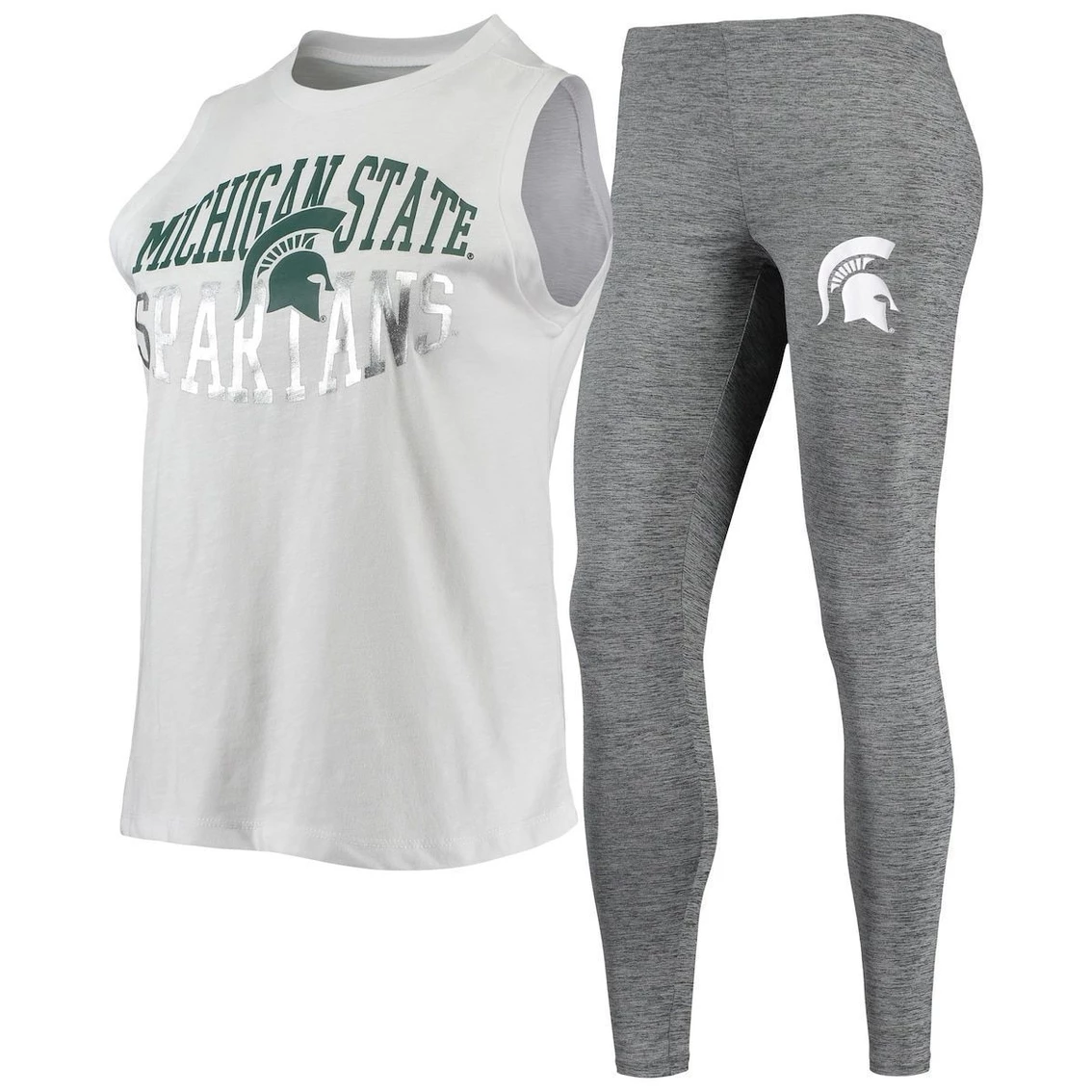 Discount π€© Women's Concepts Sport Charcoal/White Michigan State Spartans Tank Top & Leggings Sleep Set π₯ - Image 2