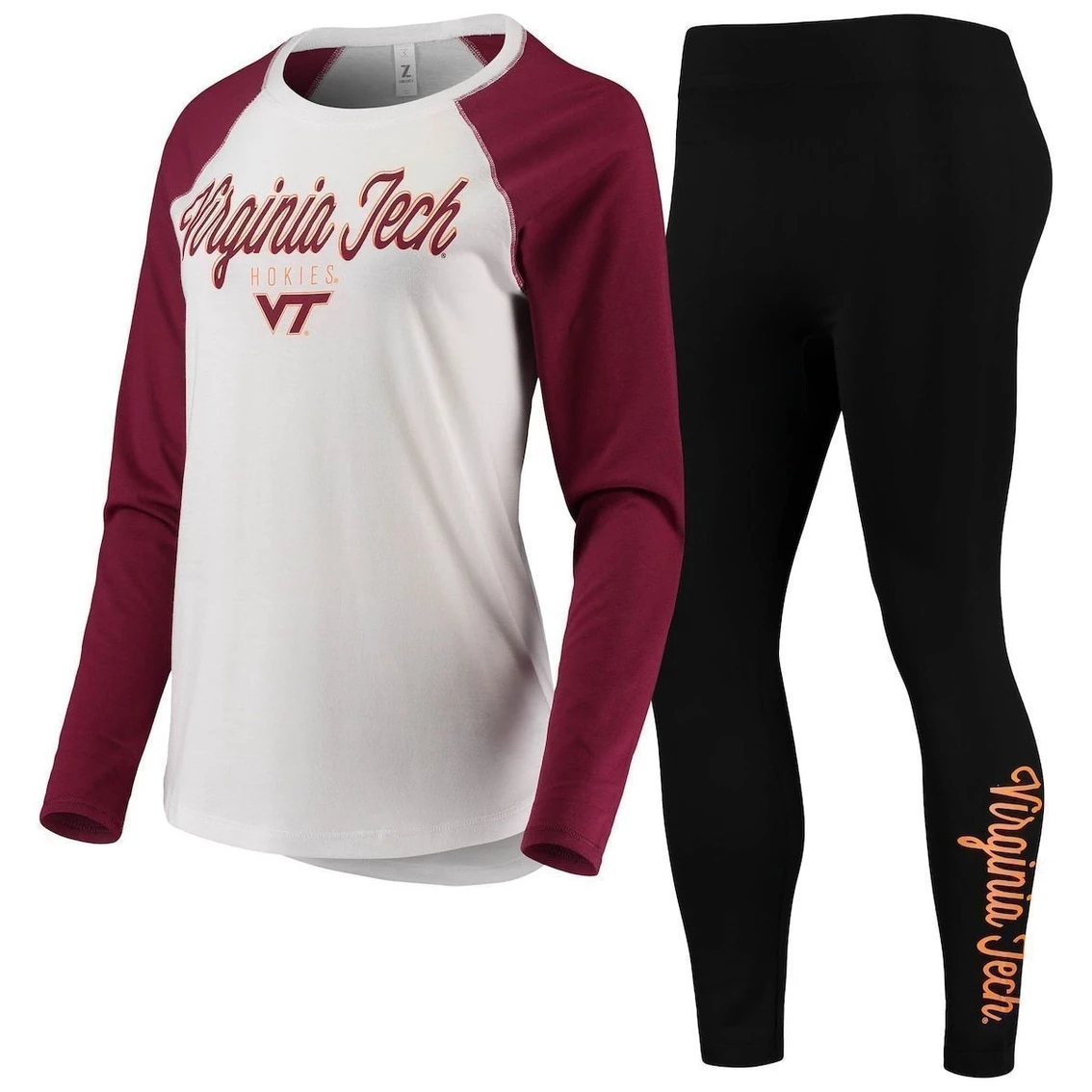 Best reviews of π― Women's ZooZatz White/Black Virginia Tech Hokies Raglan Long Sleeve T-Shirt & Leggings Sleep Set π