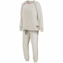 Flash Sale ✨ Women's WEAR By Erin Andrews Oatmeal Houston Texans Raglan Pullover Sweatshirt & Pants Lounge Set 💯
