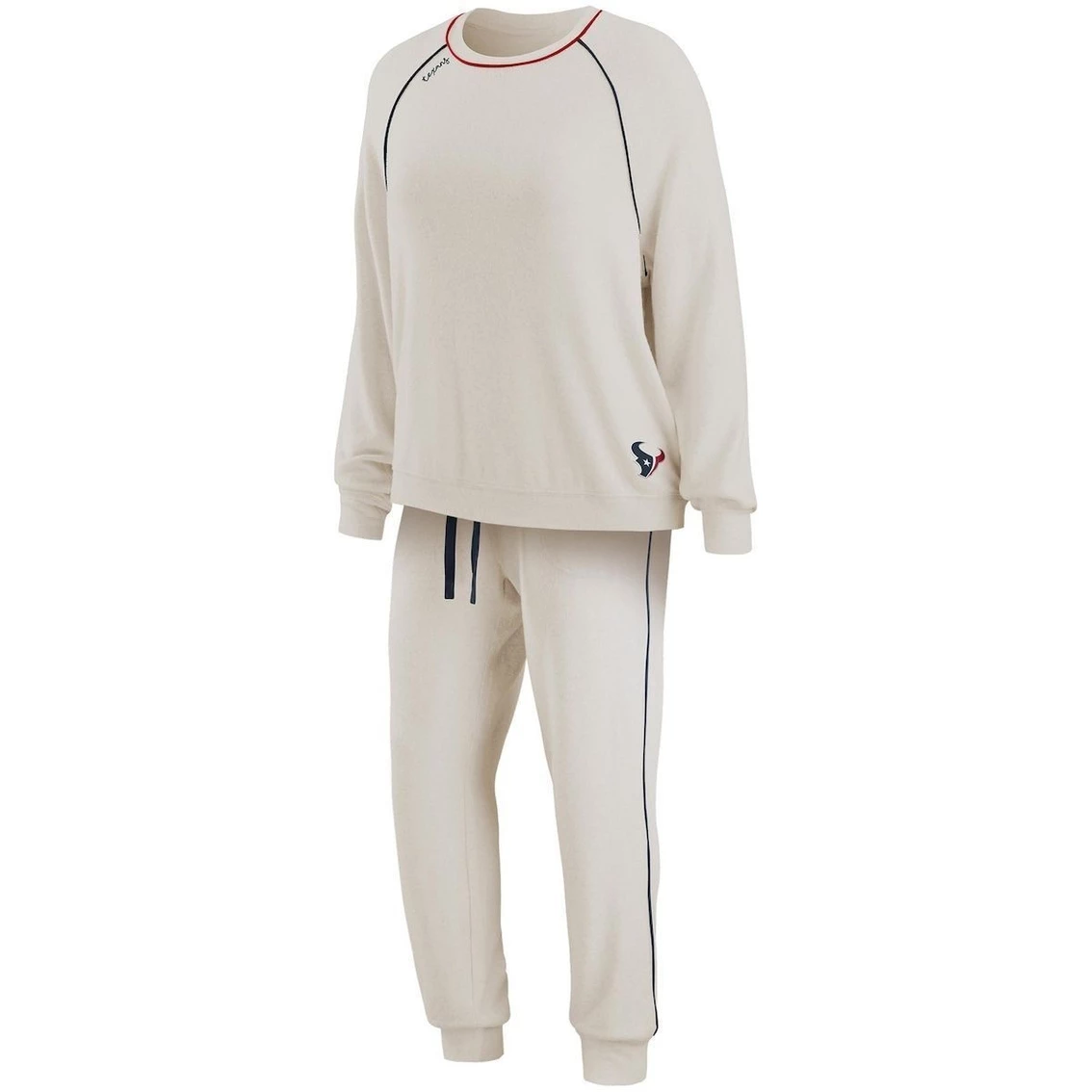 Flash Sale β¨ Women's WEAR By Erin Andrews Oatmeal Houston Texans Raglan Pullover Sweatshirt & Pants Lounge Set π― - Image 2