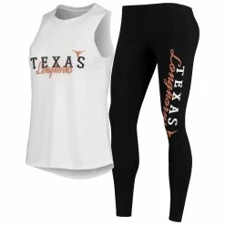 Best Pirce ⭐ Women's Concepts Sport White/Black Texas Longhorns Tank Top And Leggings Sleep Set 🔥