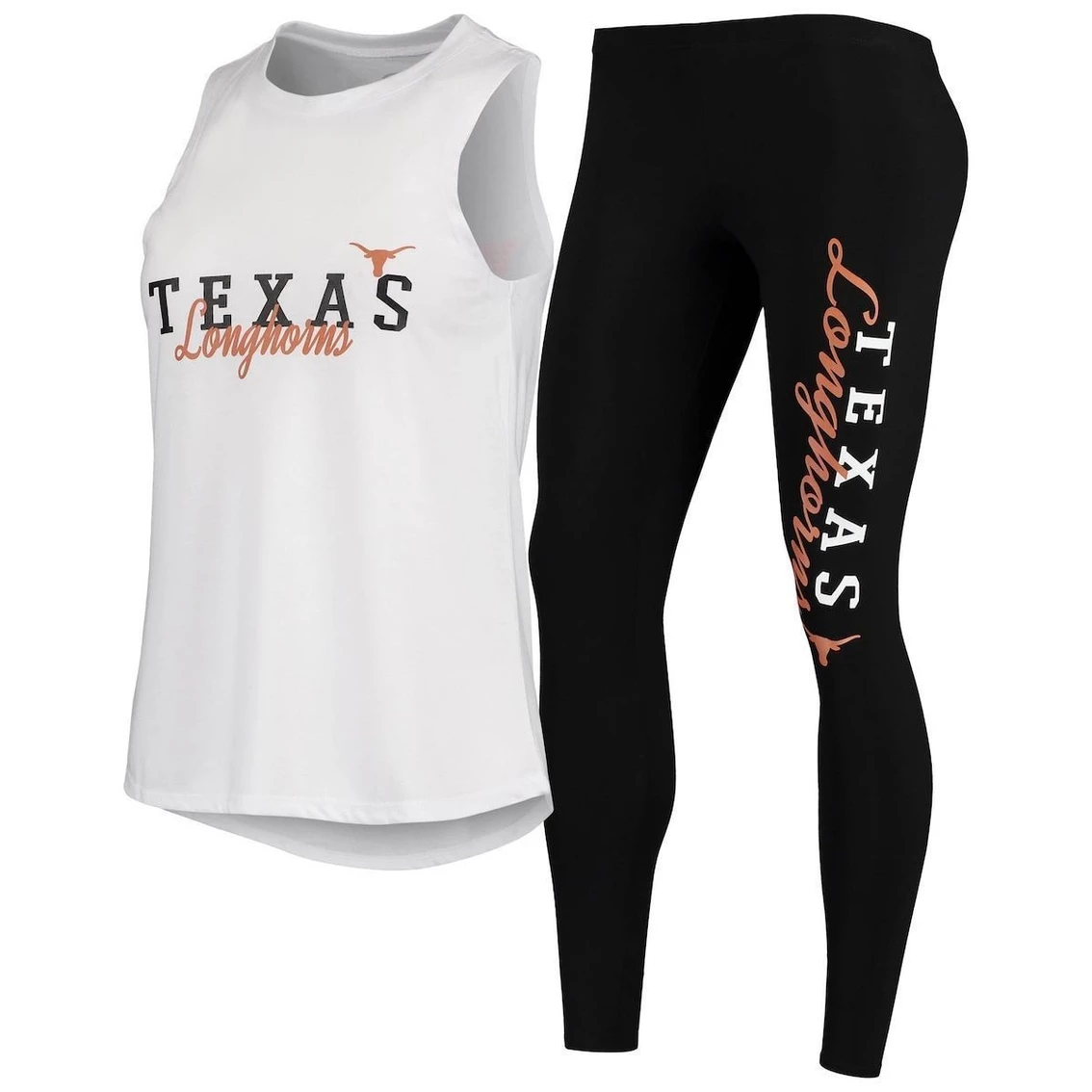 Best Pirce β Women's Concepts Sport White/Black Texas Longhorns Tank Top And Leggings Sleep Set π₯