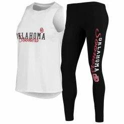 Best Sale π Women's Concepts Sport White/Black Oklahoma Sooners Tank Top And Leggings Sleep Set π§¨