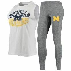 Wholesale ⭐ Women's Concepts Sport Charcoal/White Michigan Wolverines Tank Top & Leggings Sleep Set 😍