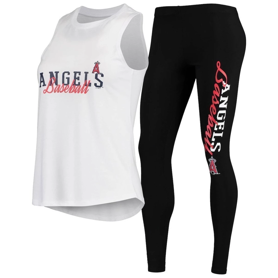 Outlet π Women's Concepts Sport White/Black Los Angeles Angels Sonata Tank Top & Leggings Set π₯