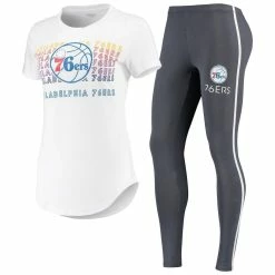 Hot Sale ✨ Women's Concepts Sport White/Charcoal Philadelphia 76ers Sonata T-Shirt & Leggings Set ⭐