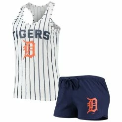 New π Women's Concepts Sport Navy/White Detroit Tigers Vigor Racerback Tank Top & Shorts Sleep Set β¨