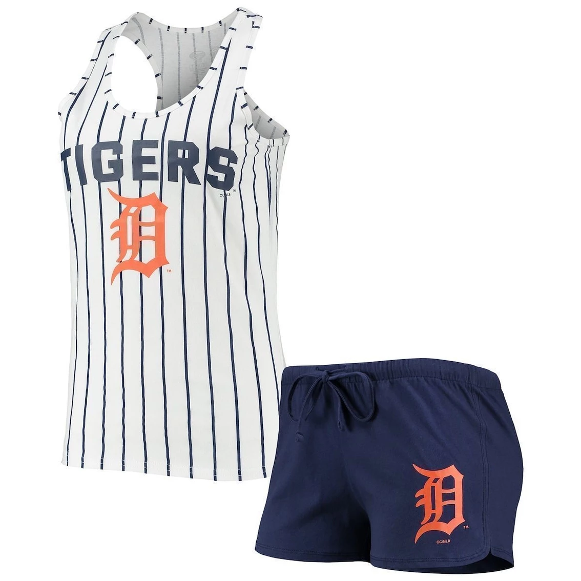 New π Women's Concepts Sport Navy/White Detroit Tigers Vigor Racerback Tank Top & Shorts Sleep Set β¨