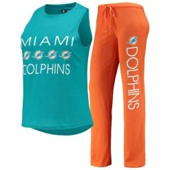 Discount 🔥 Women's Concepts Sport Orange/Aqua Miami Dolphins Muscle Tank Top & Pants Sleep Set 😀