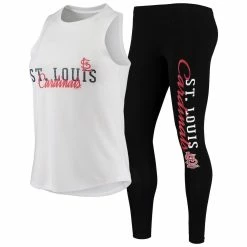Hot Sale 😍 Women's Concepts Sport White/Black St. Louis Cardinals Sonata Tank Top & Leggings Set 👏