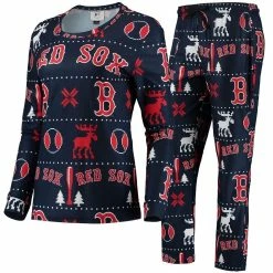 Hot Sale βοΈ Women's FOCO Navy Boston Red Sox Ugly Pajama Set π