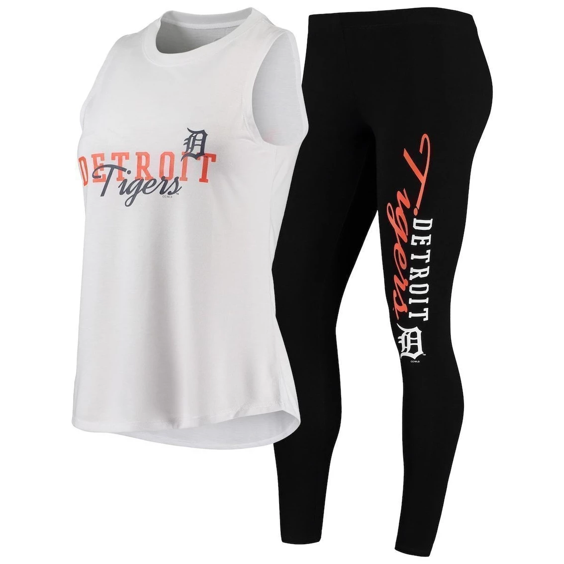 Buy β¨ Women's Concepts Sport White/Black Detroit Tigers Sonata Tank Top & Leggings Set βοΈ - Image 2