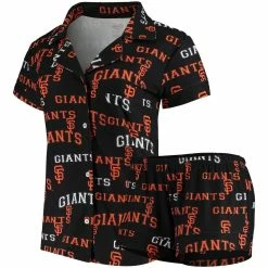 Flash Sale 👏 Women's Concepts Sport Black San Francisco Giants Fairway 👕 Shirt & Shorts Sleep Set ✔️