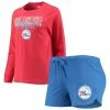 Brand new 🔔 Women's Concepts Sport Heathered Royal/Heathered Red Philadelphia 76ers Raglan Long Sleeve T-Shirt & Shorts Sleep Set ✔️