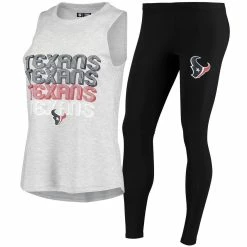 Outlet β¨ Women's Concepts Sport Heathered Gray/Black Houston Texans Profound Tank Top & Leggings Sleep Set π