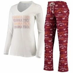 Outlet β Women's Concepts Sport Maroon/White Virginia Tech Hokies Flagship Long Sleeve T-Shirt & Pants Sleep Set π₯°