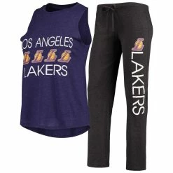 Hot Sale 🎁 Women's Concepts Sport Black/Purple Los Angeles Lakers Tank Top & Pants Sleep Set 🤩