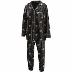 New ❤️ Women's WEAR By Erin Andrews Black Pittsburgh Penguins Long Sleeve Button-Up 👚 Shirt & Pants Sleep Set ✨