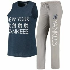Discount 🥰 Women's Concepts Sport Gray/Navy New York Yankees Meter Muscle Tank Top & Pants Sleep Set 😉