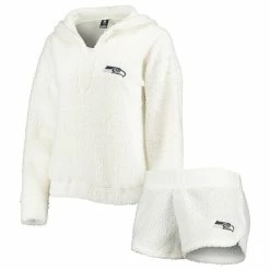 Budget 🛒 Women's Concepts Sport Cream Seattle Seahawks Fluffy Hoodie Top & Shorts Set 😉