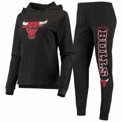 Cheapest π Women's Concepts Sport Heathered Black Chicago Bulls Hoodie & Pants Sleep Set π