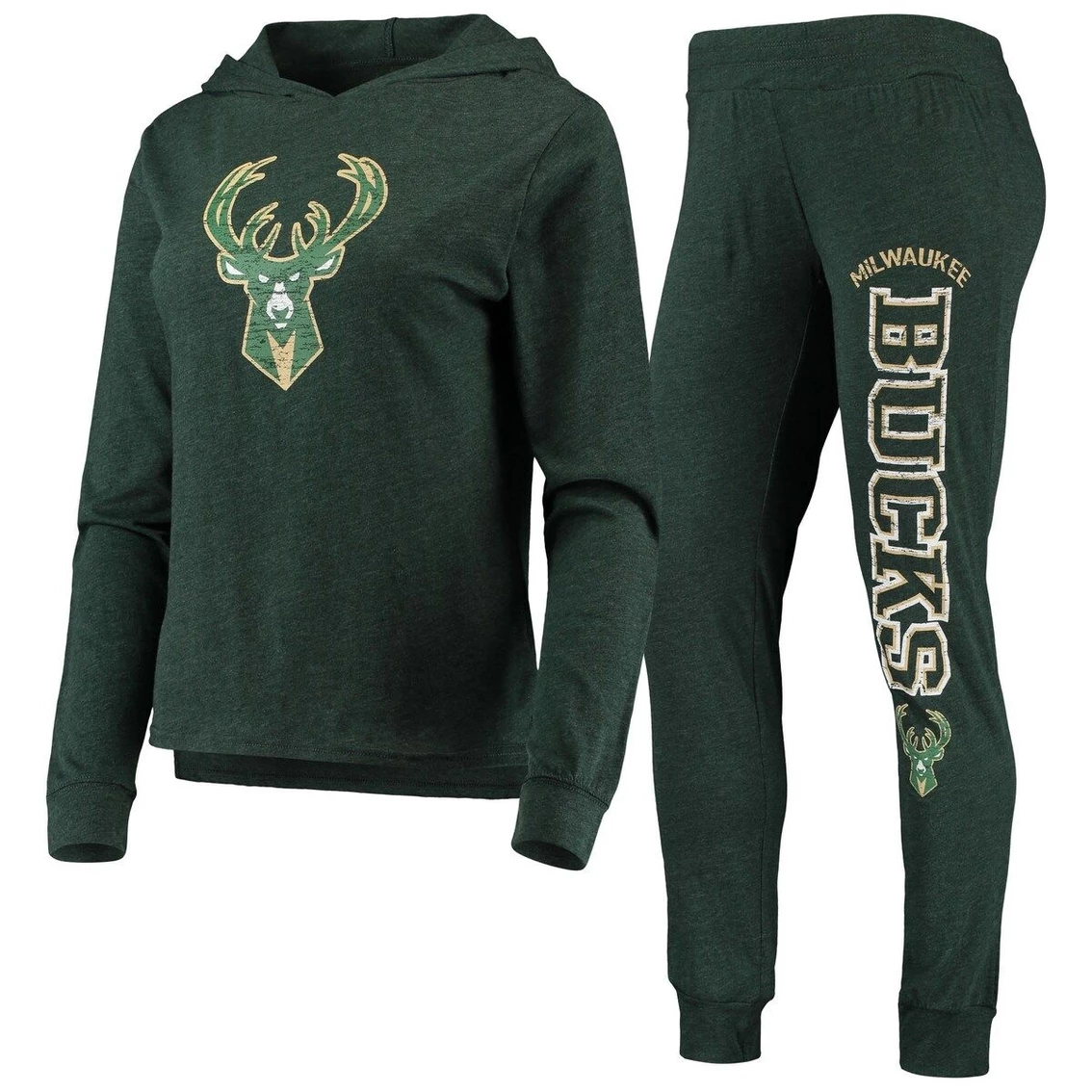 Buy π Women's Concepts Sport Hunter Green Milwaukee Bucks Hoodie & Pants Sleep Set π₯° - Image 2
