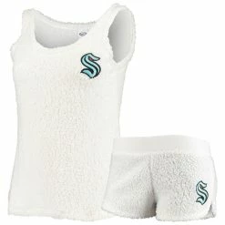 Coupon 😍 Women's Concepts Sport Cream Seattle Kraken Fluffy Sherpa Tank Top & Shorts Set ⌛